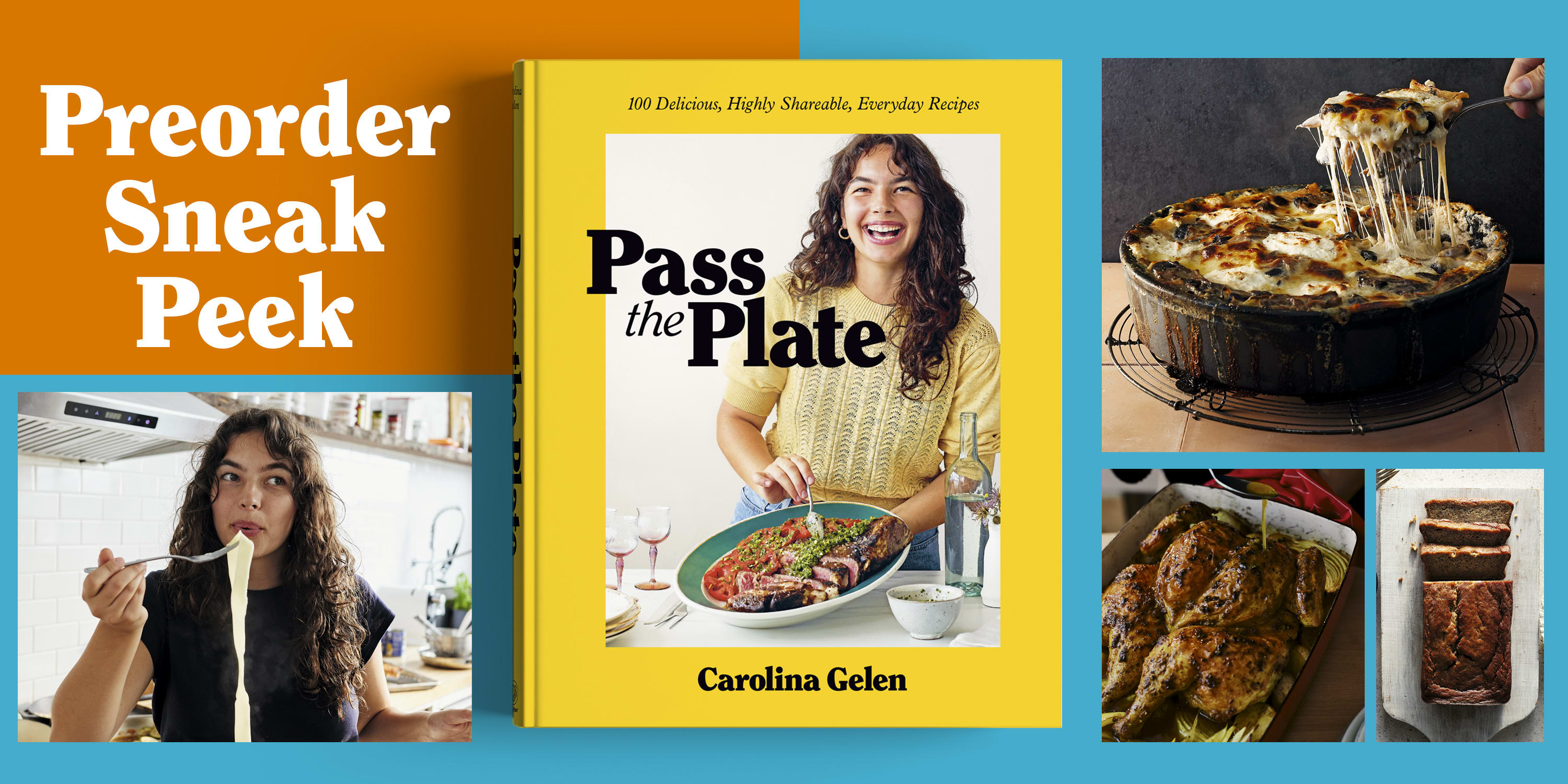 Preorder Sneak Peek header with cookbok shot and recipe photos