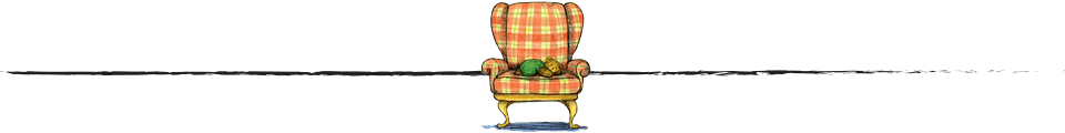 Corduroy sleeping in an orange plaid chair