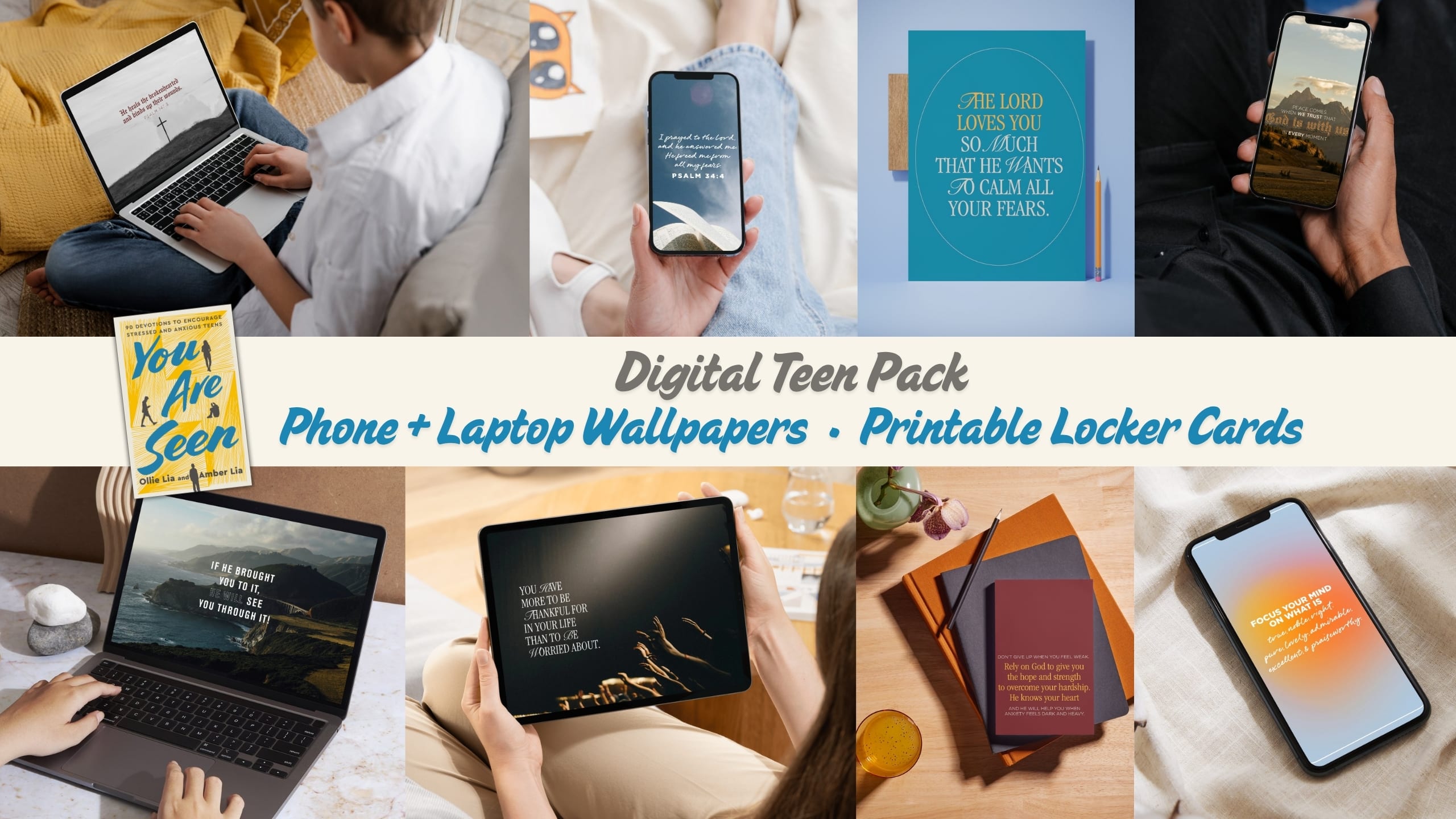 FREE Digital Teen Pack Phone + Laptop Wallpapers with Printable Locker Cards