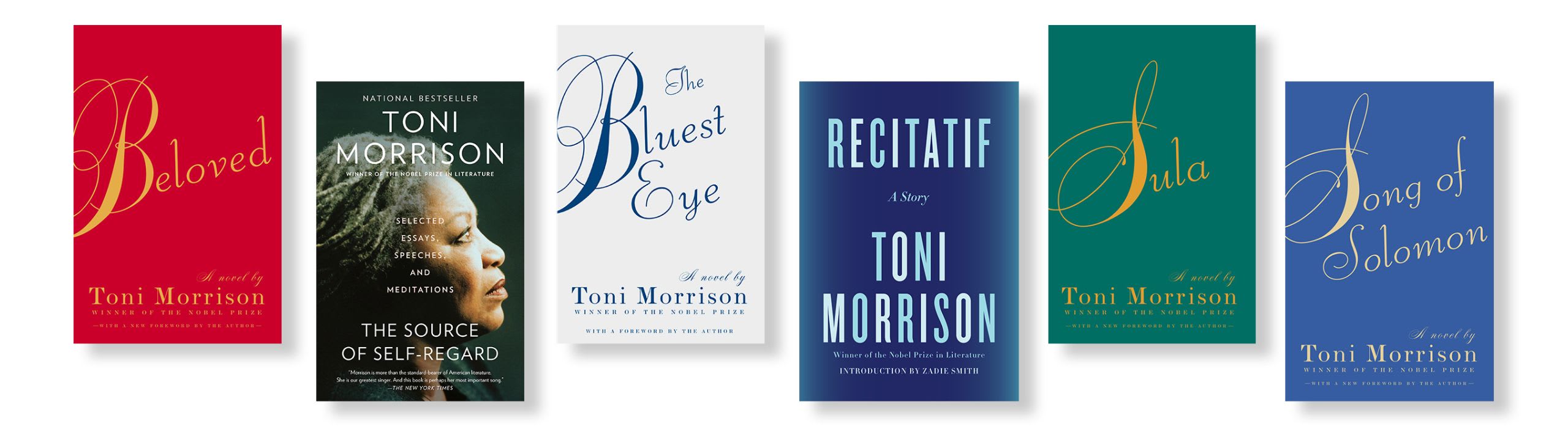 Beloved, Source of Self-Regard, Bluest Eye, Recitatif, Sula, and Song of Solomon covers