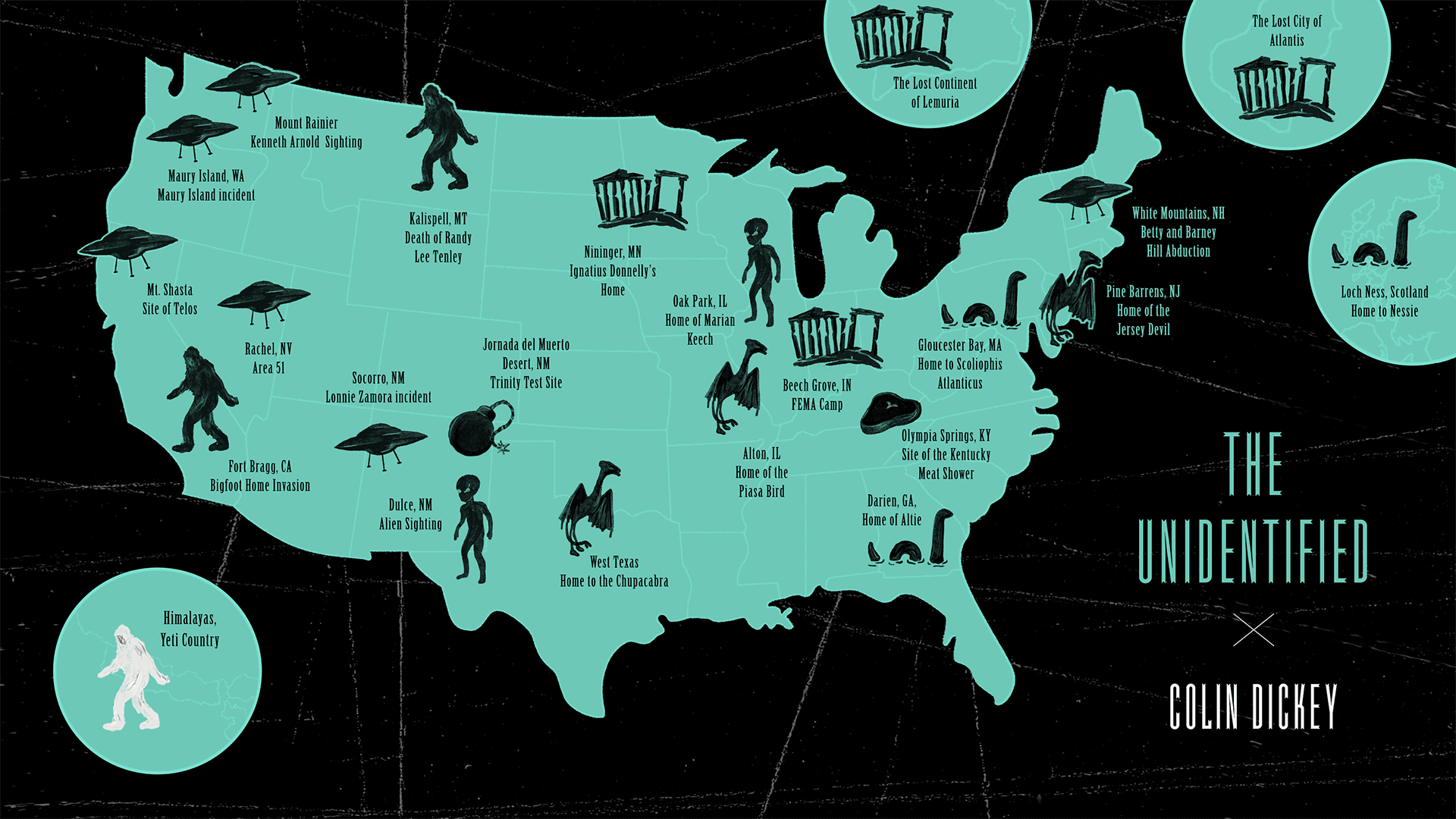 A map of The Unidentified by Colin Dickey