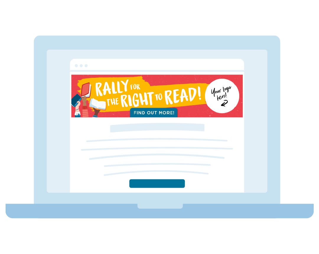 Computer illustration with Rally for the Right to Read Image Banner