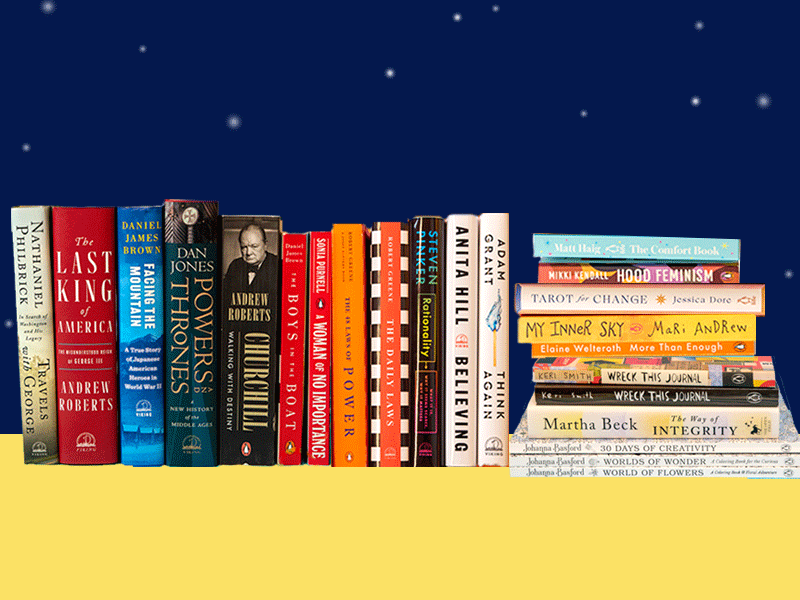 Photo of books with spines facing out