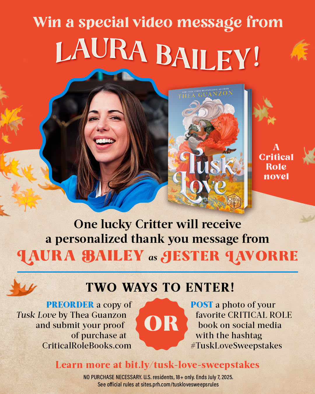 Win a special video message from Laura Bailey