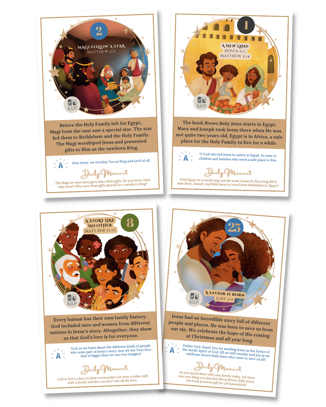 Brown Baby Jesus Holiday Advent Cards