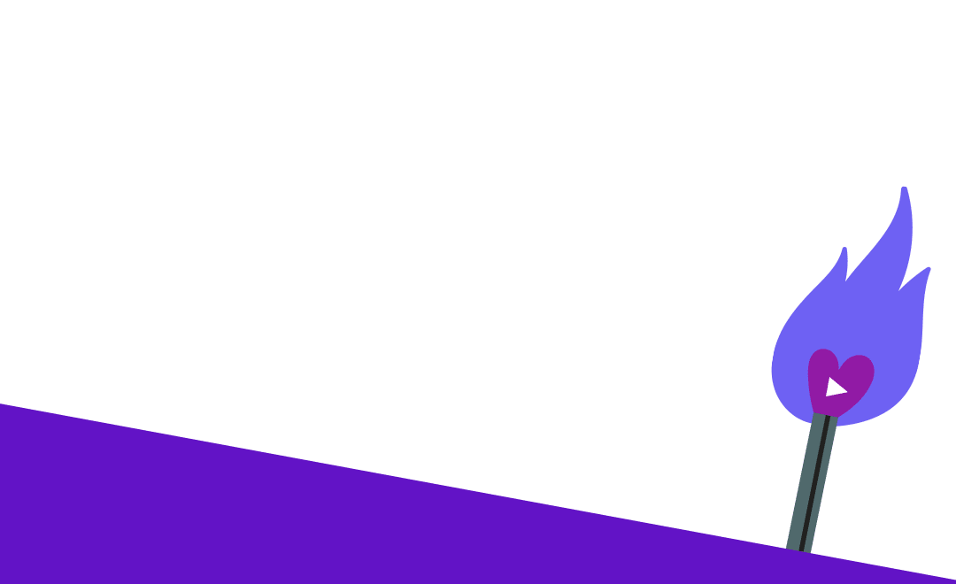 Matchstick with a purple flame and play button