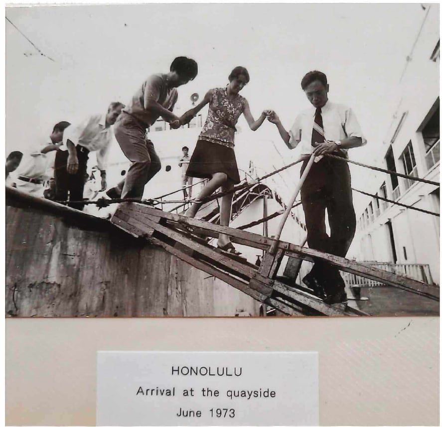 Arriving quayside in Hawaii after rescue