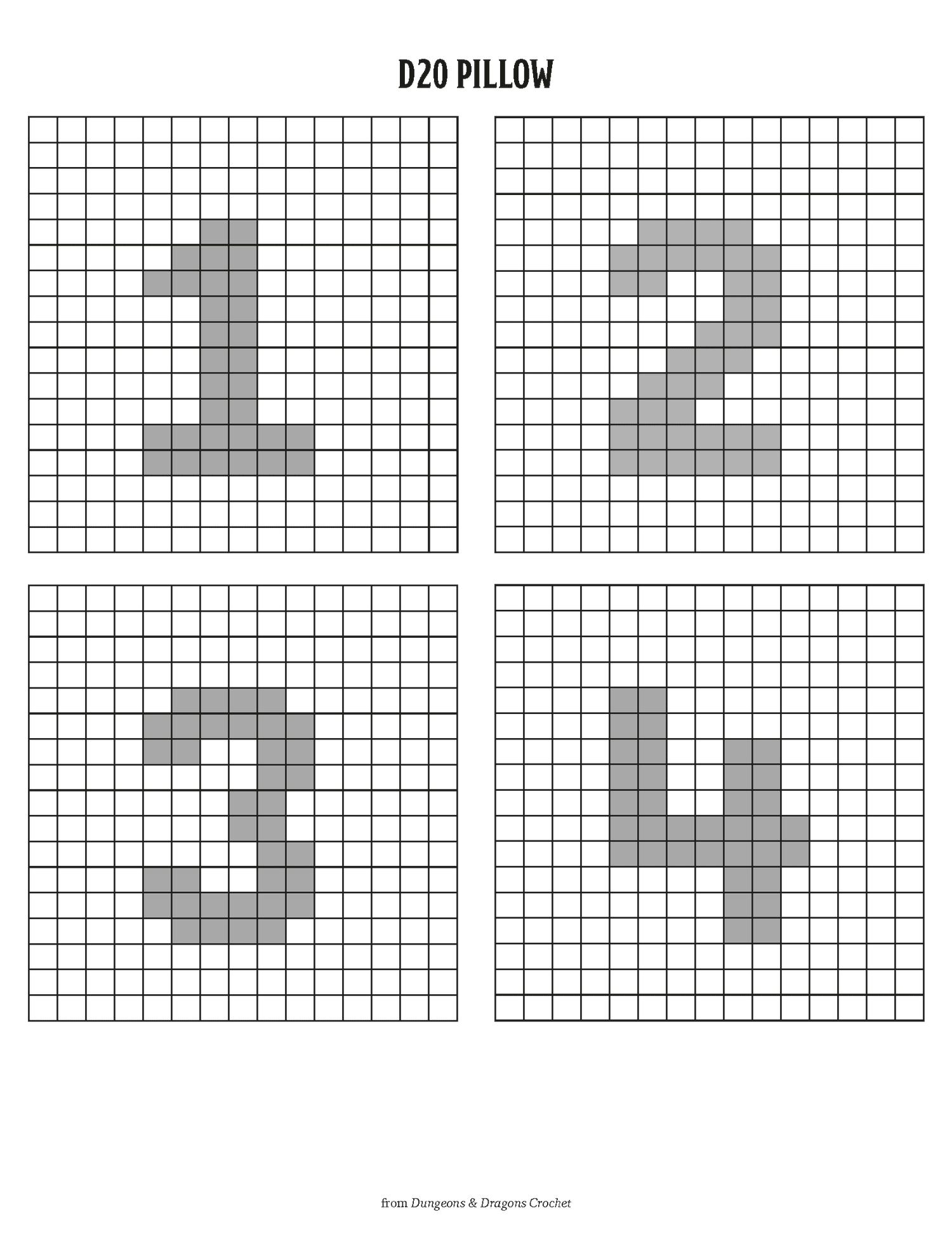 Chart for D20 Pillow, 1-4