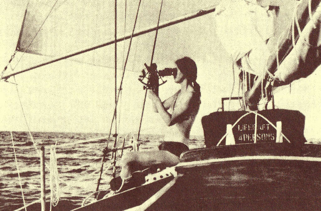 Maralyn using sextant to sail