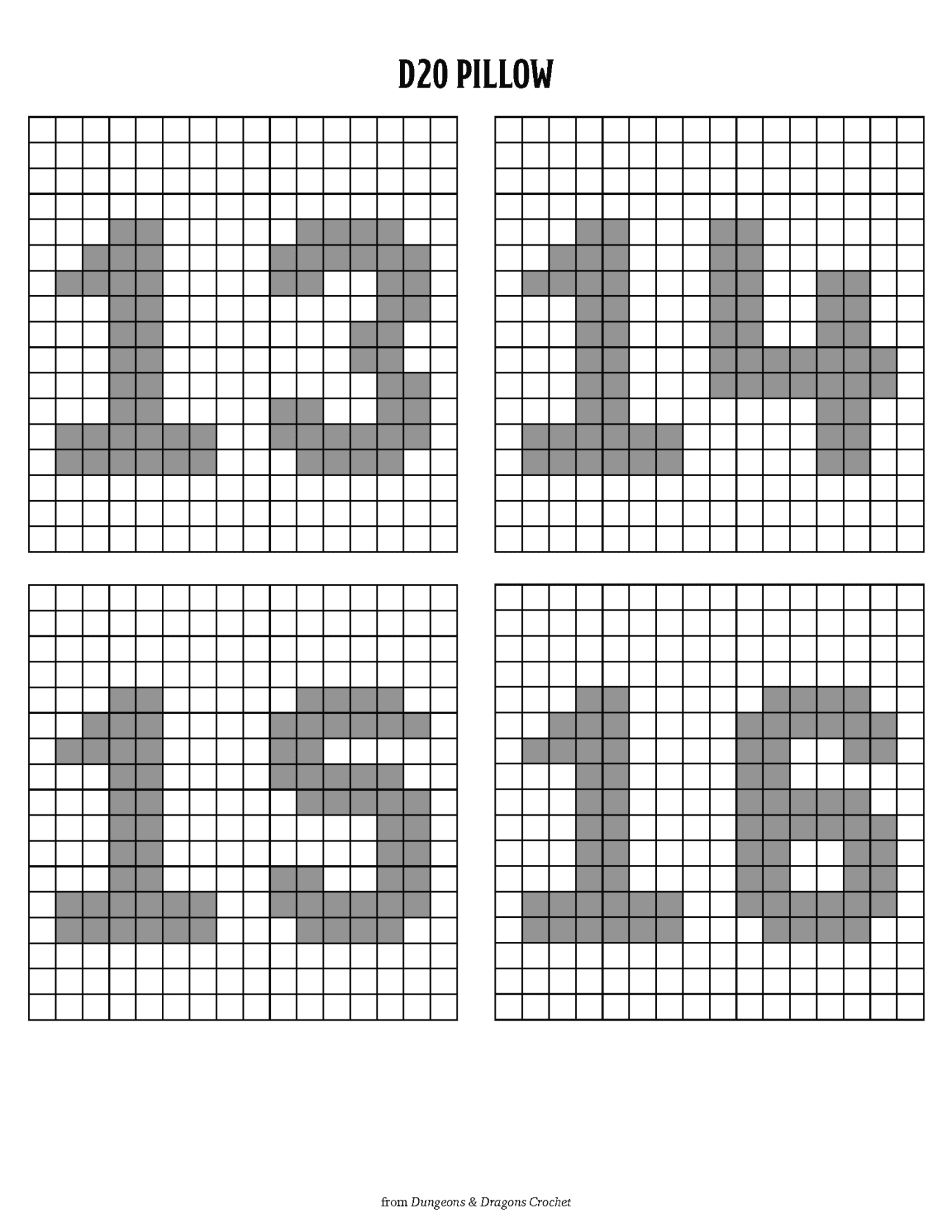 Chart for D20 Pillow, 13-16