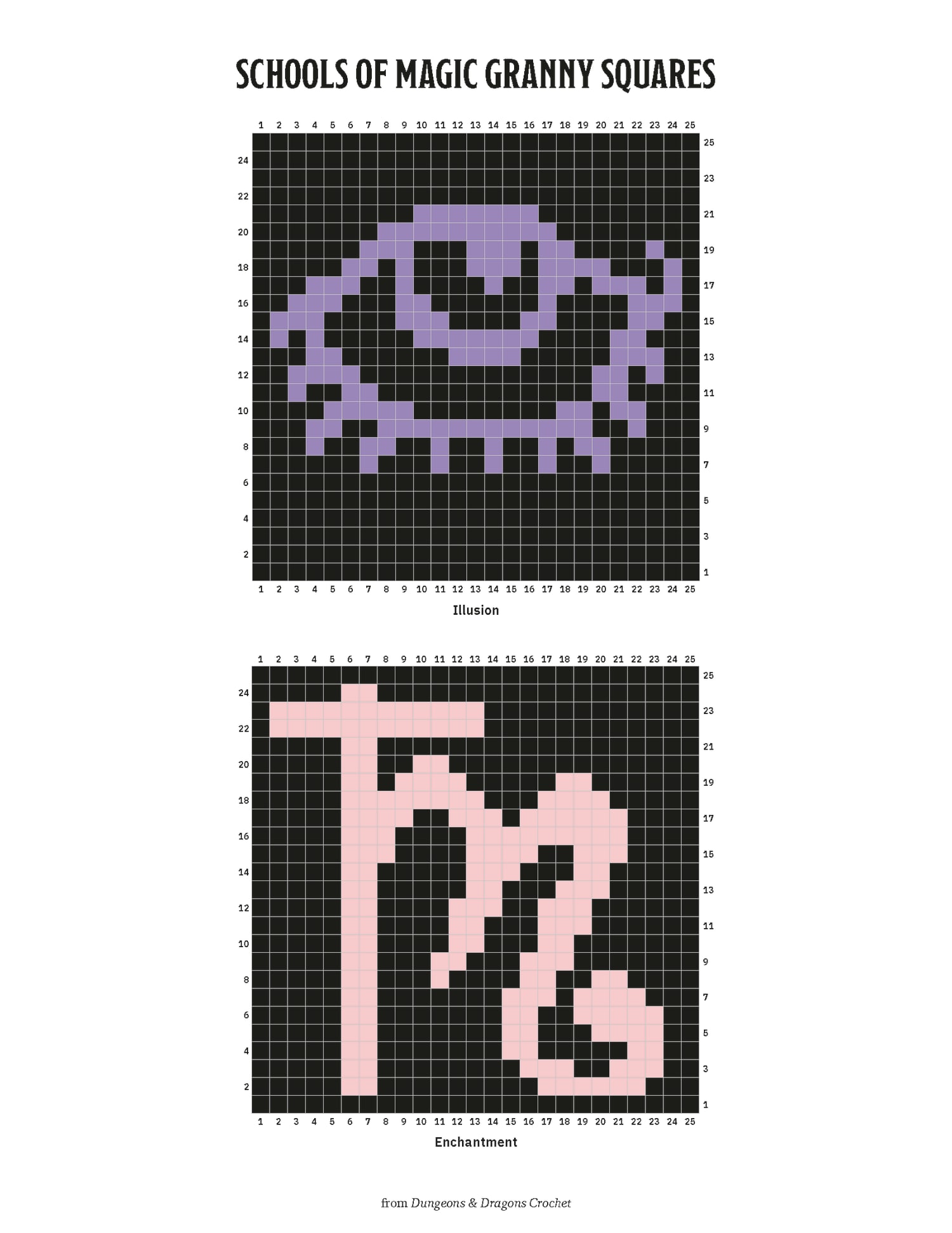 Chart for Schools of Magic Granny Squares, Illusion & Enchantment