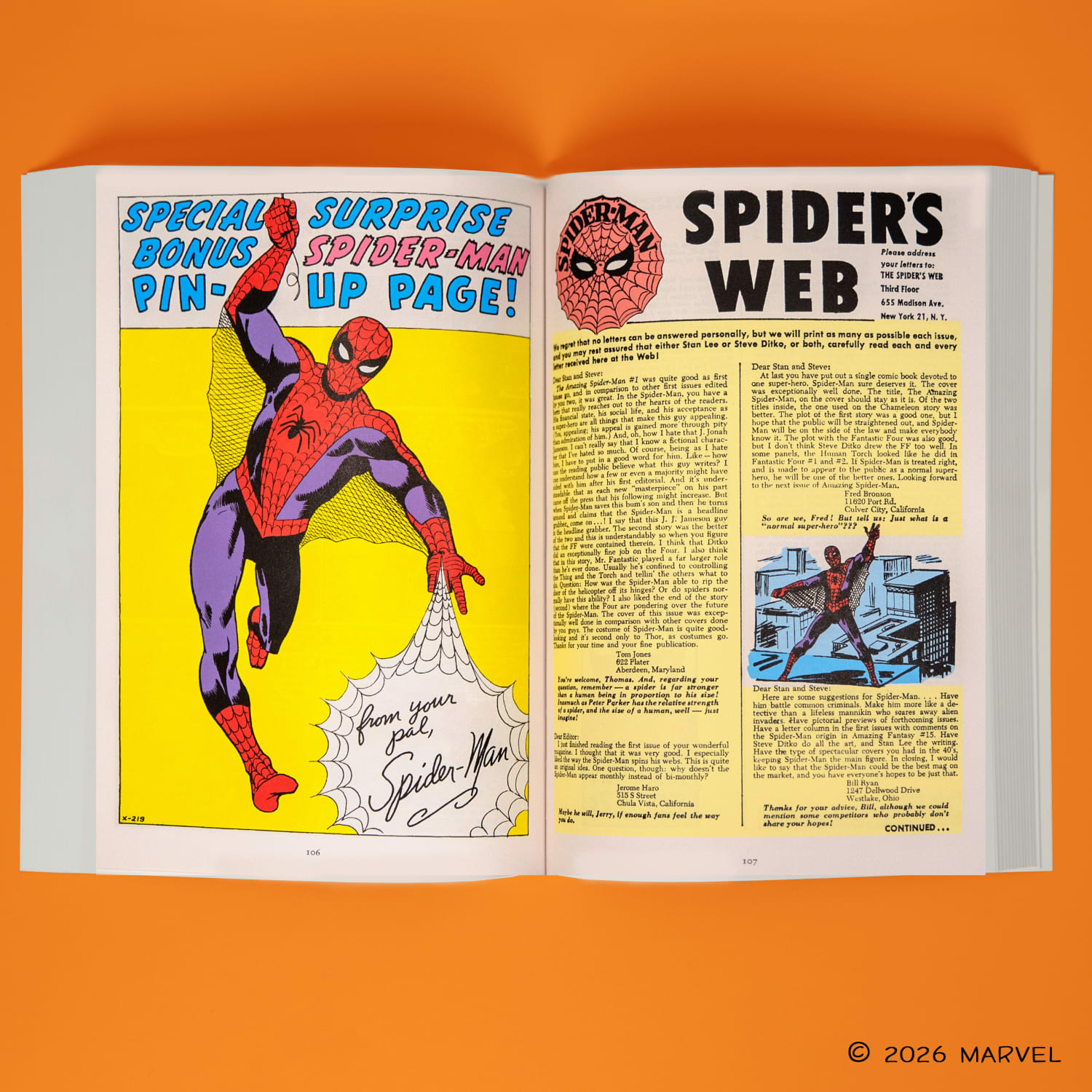 Spider-Man Paperback laying open against an orange background