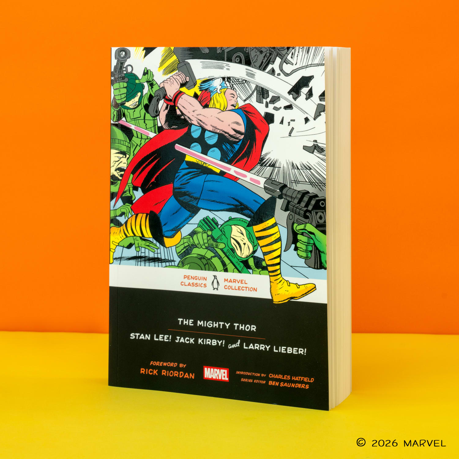 The Mighty Thor paperback standing against an orange background