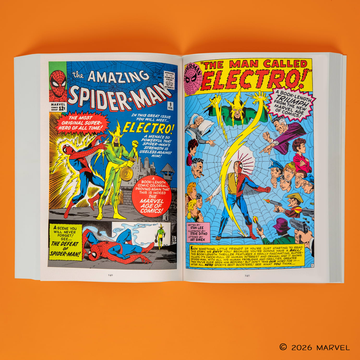 Spider-Man Paperback laying open against an orange background
