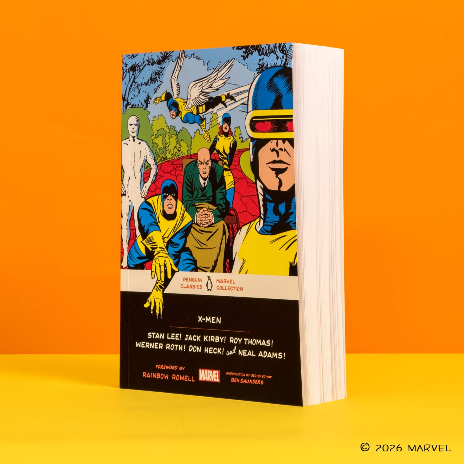 The X-men paperback standing against an orange background