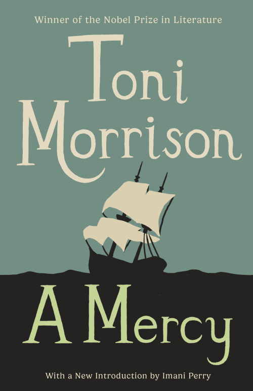 Cover for A Mercy, featuring a ship on a blue background