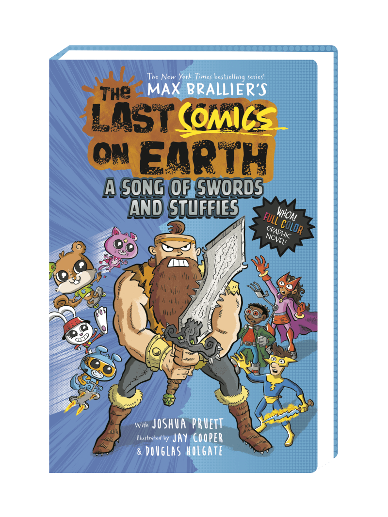 Sword of Song and Stuffies cover with Dirk Savage holding a sword