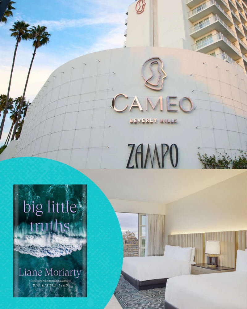 photo image of the Cameo hotel in Beverly Hills and Big Little Lies the book