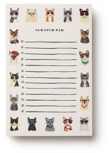 Cat themed check list from Rifle Paper Co