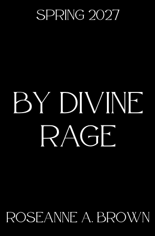 White text on black background: SPRING 2027 / BY DIVINE RAGE / ROSEANNE A. BROWN