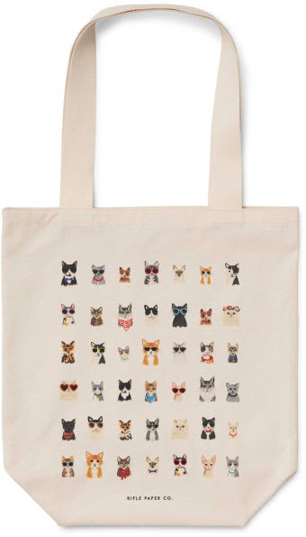 Cool Cats Canvas Tote Bag from Rifle Paper Co
