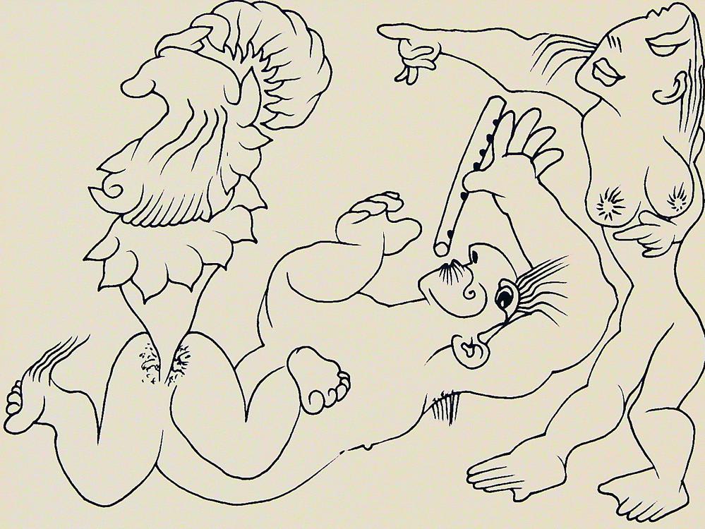 Krishna by M. Natesh — Pen and ink on paper, 2006