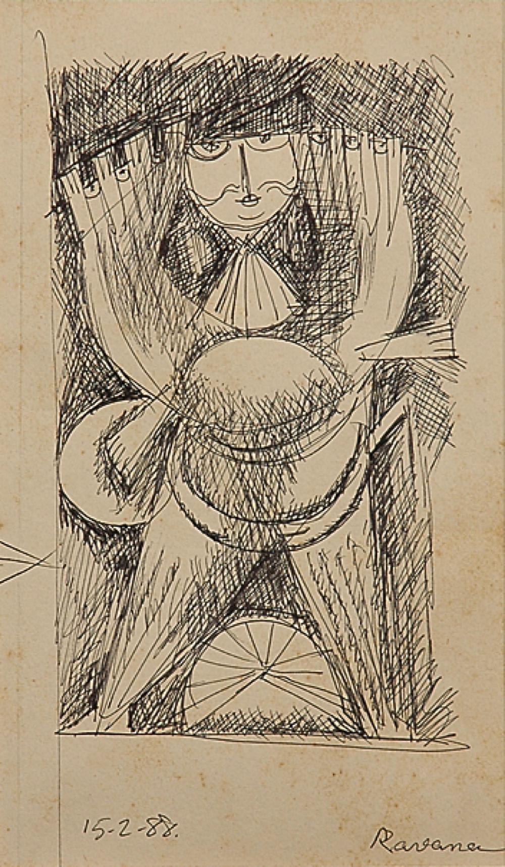 Ravana by S. Dhanapal — Pen and ink on paper, 1988