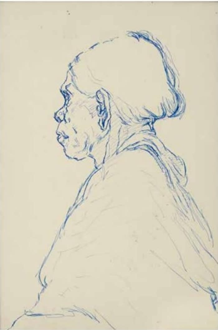Untitled (early 1950s drawing) by K.C.S. Panniker — Ink on paper, 