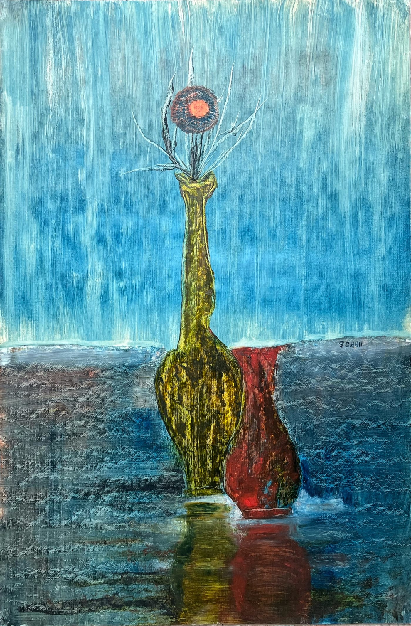 Untitled (Still Life) by Tasaduq Sohail — Oil on paper, 