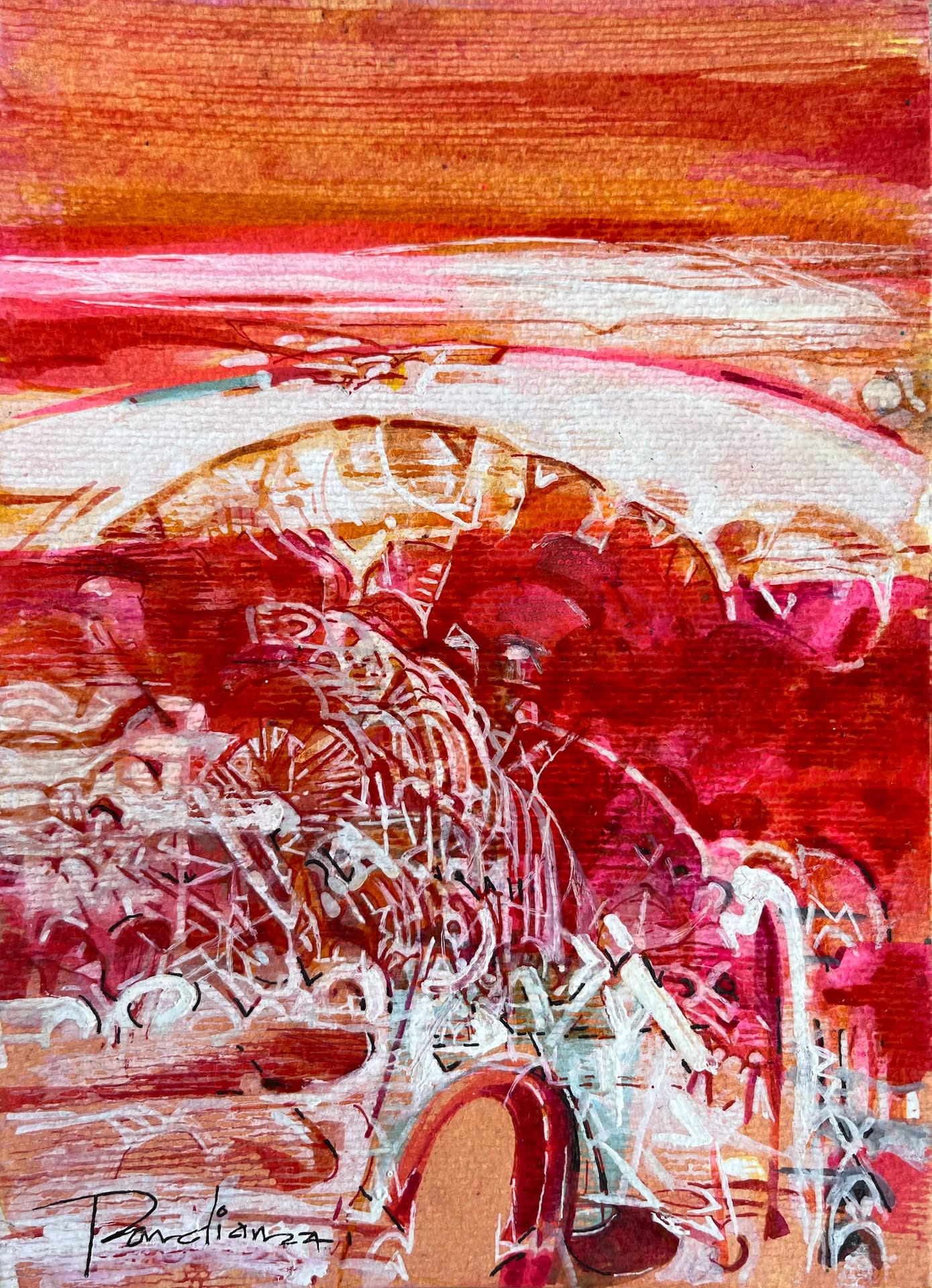 Untitled VII by T. Athiveerapandian — Ink and acrylic pen on card, 2024