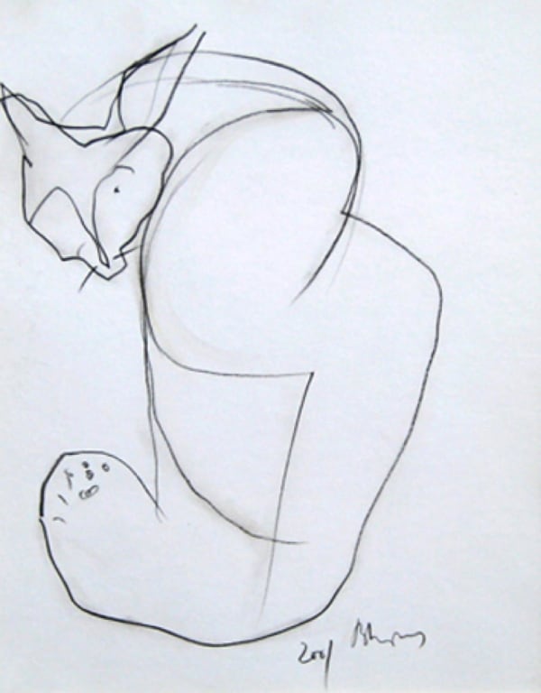 Cat II by R.B. Bhaskaran — Pencil on paper, 2001