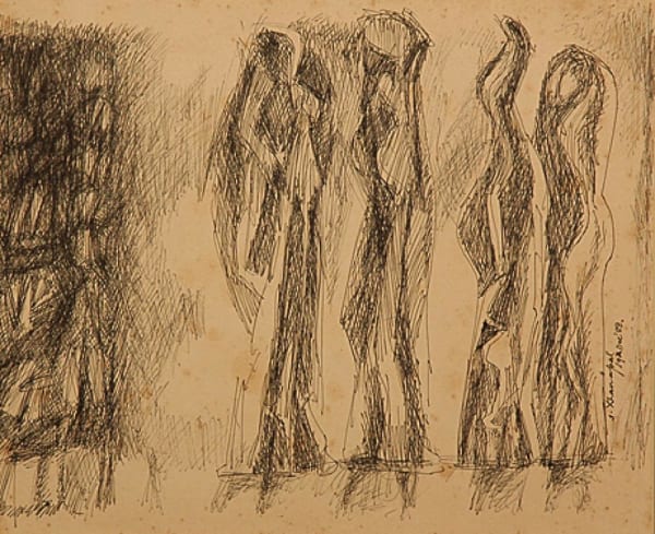 Composition by S. Dhanapal — Pen and ink on paper, 1988