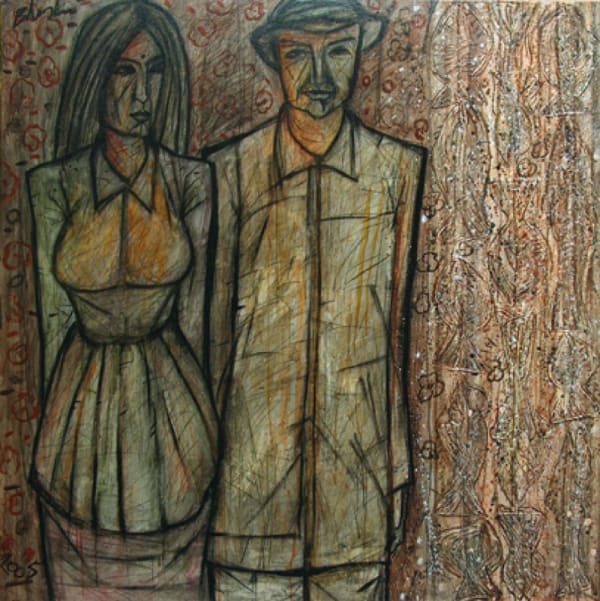 Couple by R.B. Bhaskaran — Mixed media on canvas, 2005