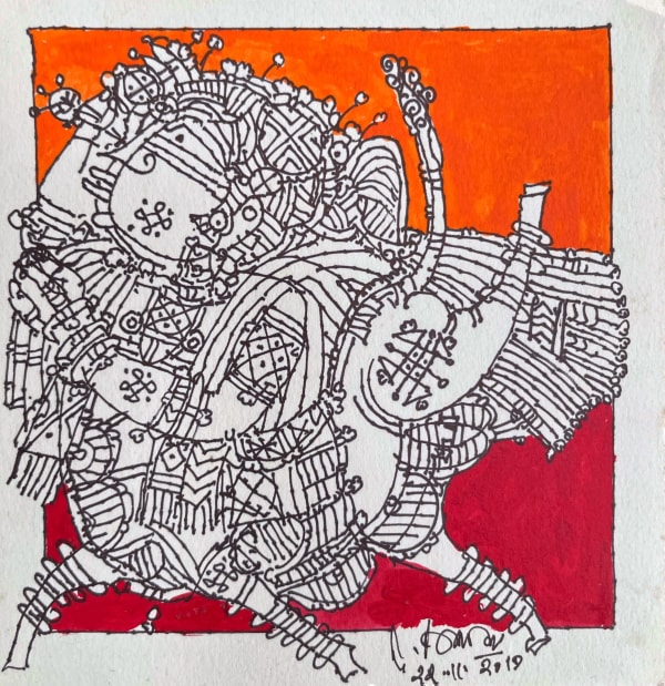 Man with Bull by G. Raman — Acrylic and ink on paper, 2019