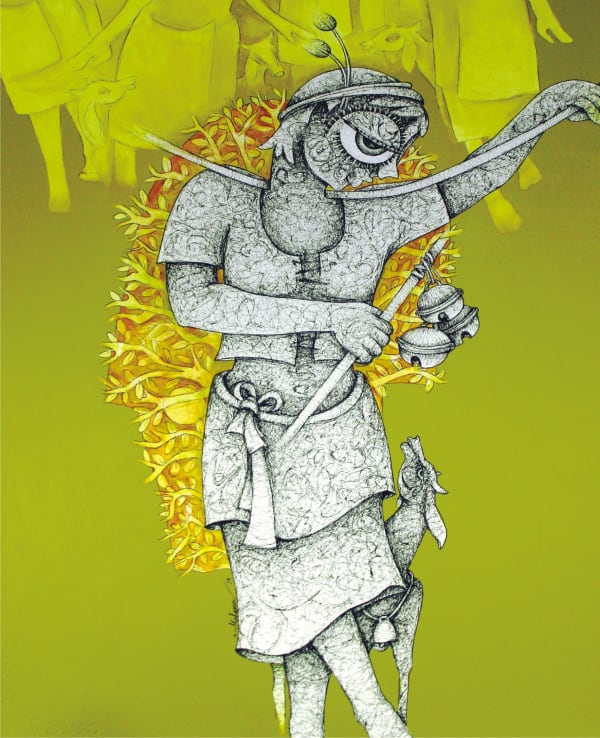 Nomad by Mahavir Verma — Arcylic and ink on paper, 2019