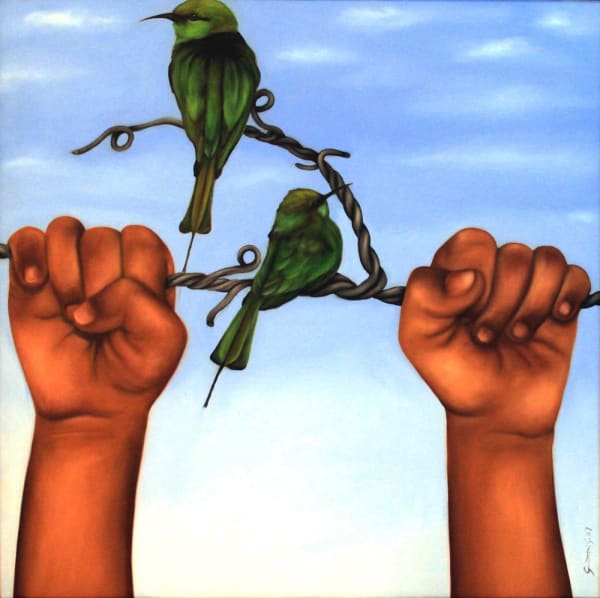 On the Same Branch by Gayatri Gamuz — Oil on canvas, 2008