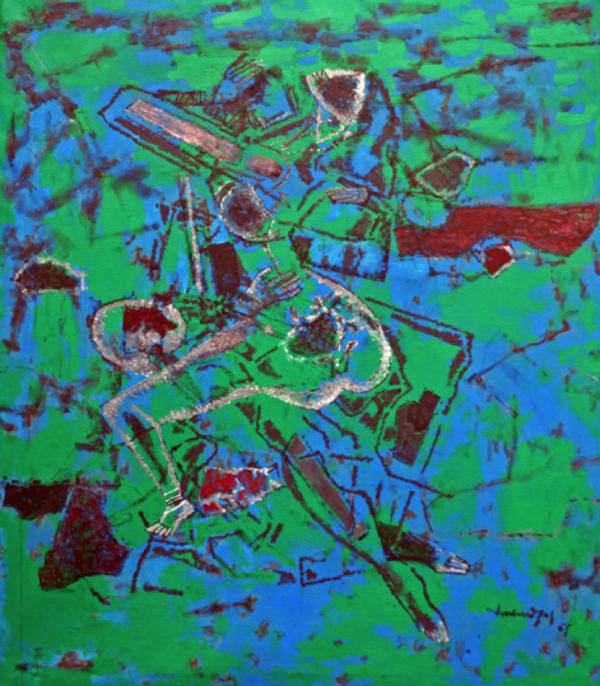 The Embrace by A.P. Santhanaraj — Acrylic on canvas, 2007