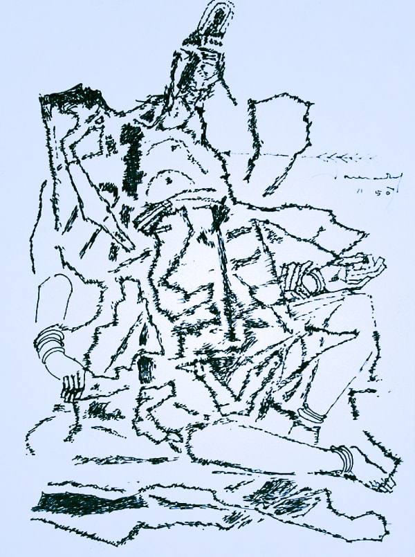 Untitled (Couple) by A.P. Santhanaraj — Pen and ink on paper, 2007