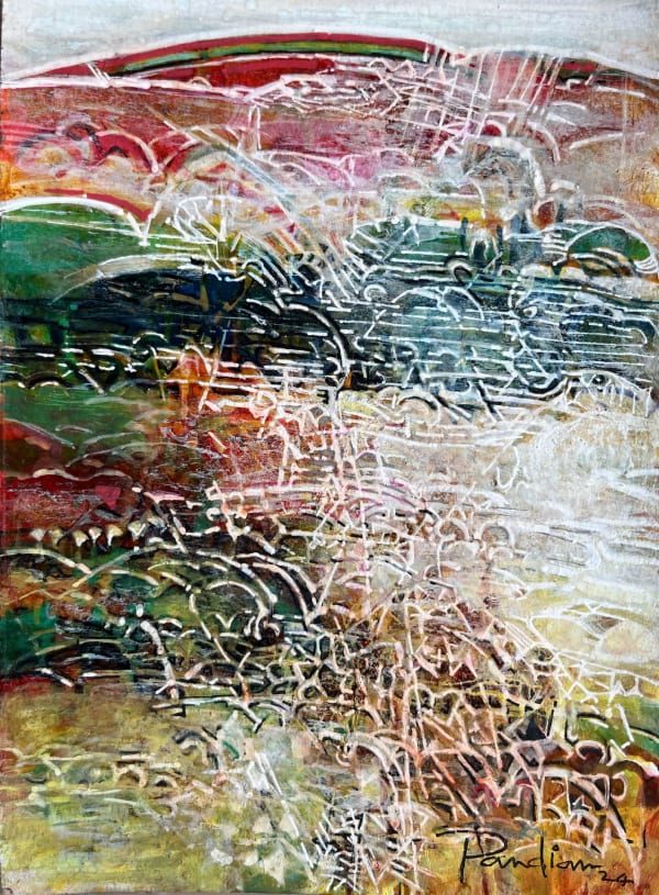 Untitled IX by T. Athiveerapandian — Ink and acrylic pen on card, 2024