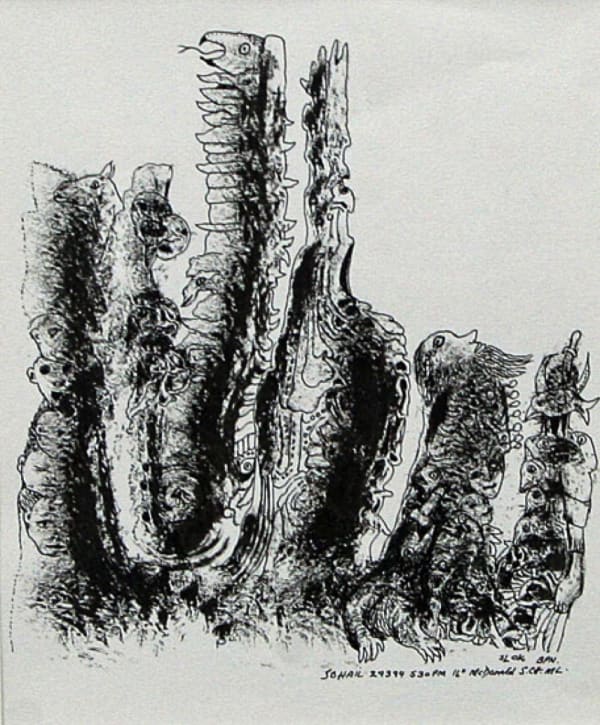 Untitled (McDonalds Drawings) by Tasaduq Sohail — Pen and ink on paper, 1994