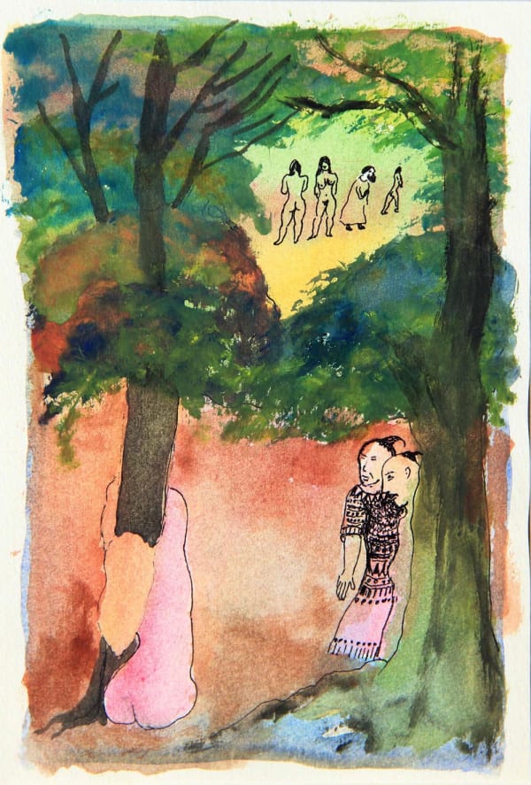 Untitled by Tasaduq Sohail — Watercolour and ink on paper, 1987