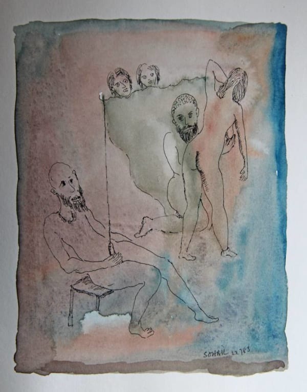 Untitled by Tasaduq Sohail — Watercolour and ink on paper, 1983