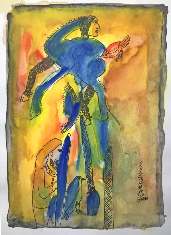 Untitled by Tasaduq Sohail — Watercolour and ink on paper, 1998