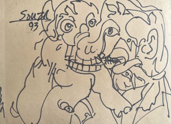 Untitled by F.N. Souza — Ink/marker on paper, 1993