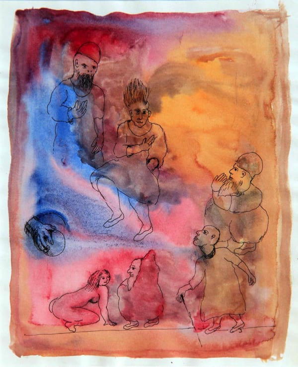 Untitled (Studies) by Tasaduq Sohail — Watercolour and ink on paper, 