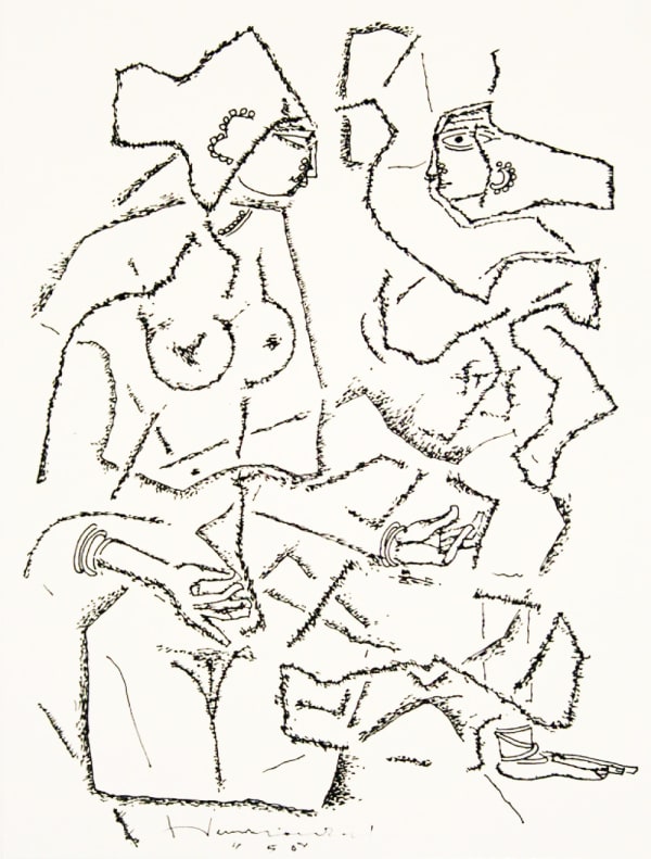 Untitled (Two figures) by A.P. Santhanaraj — Pen and ink on paper, 2007