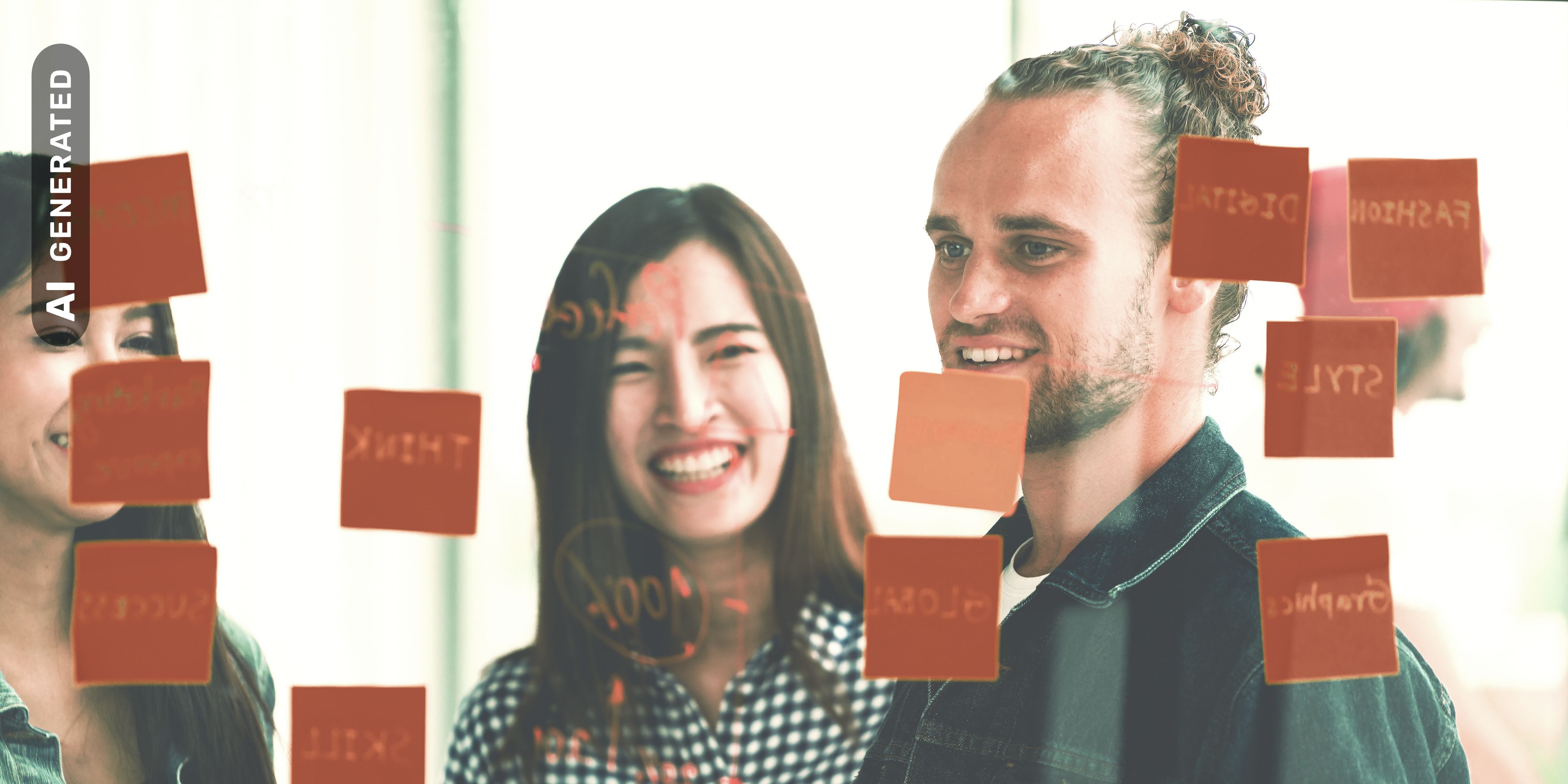 Team beim Brainstorming im Büro, AI-generated