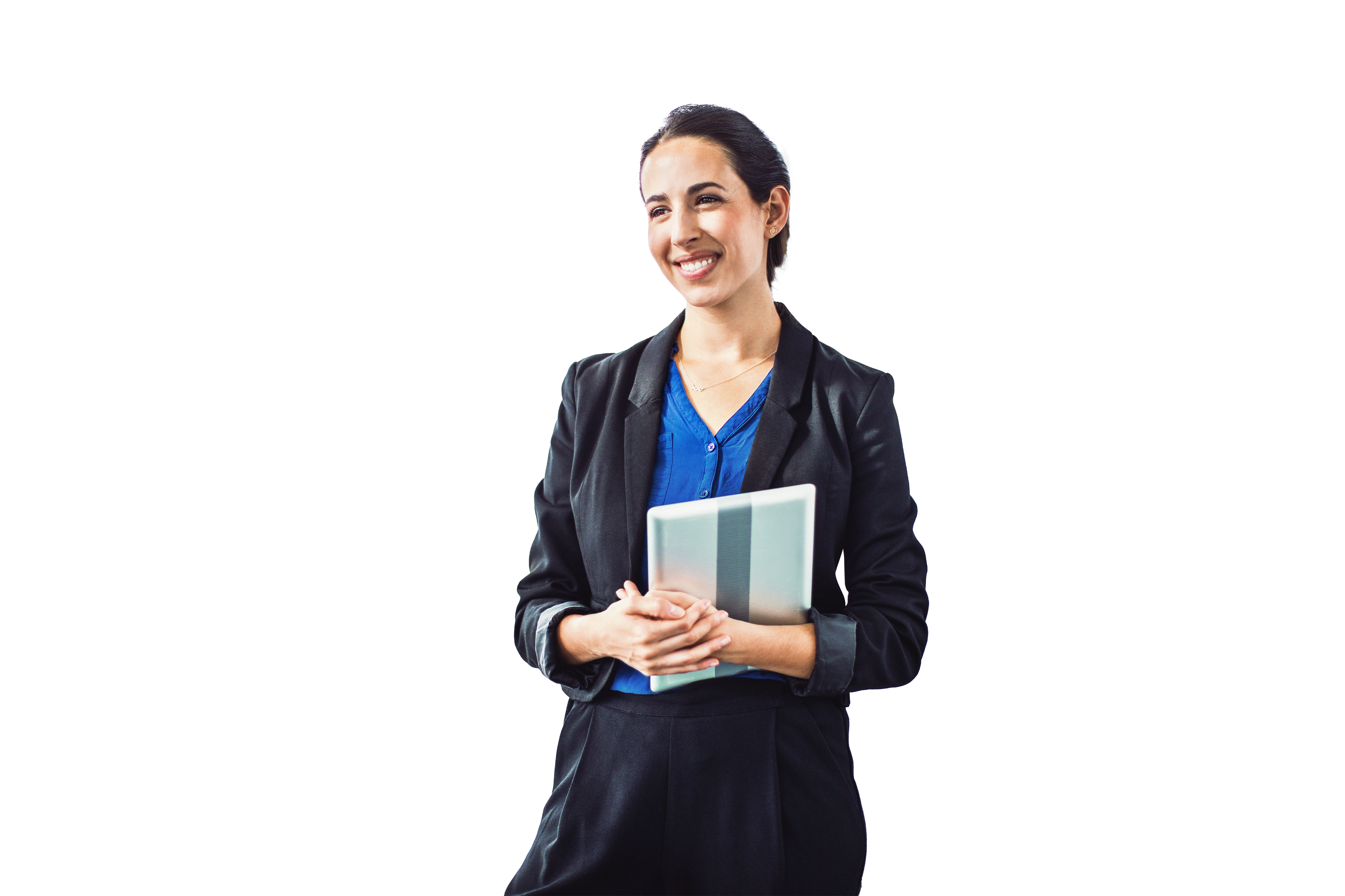 Successful businesswoman standing by flipchart