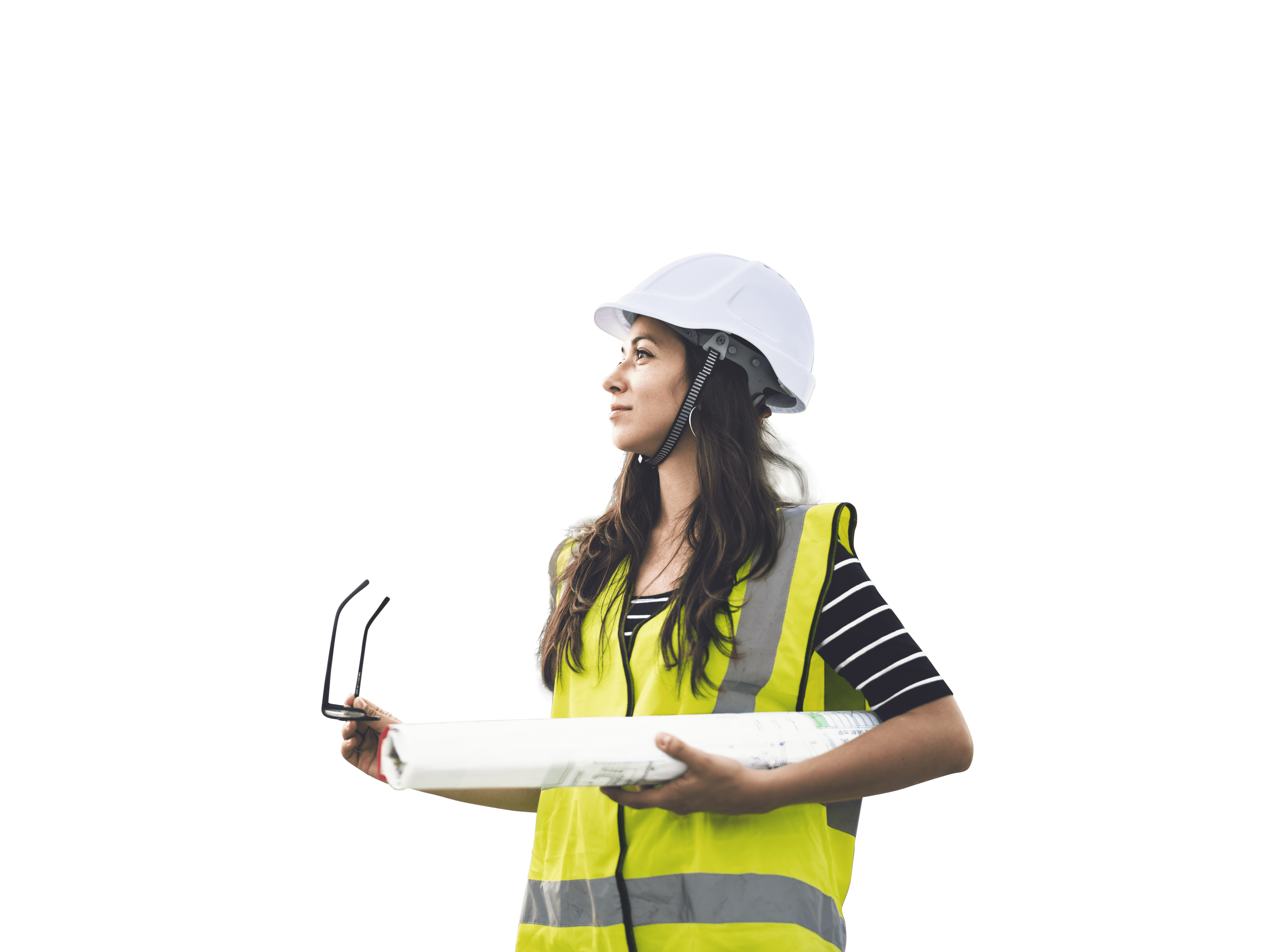 Porträt der Architektin auf der Baustelle