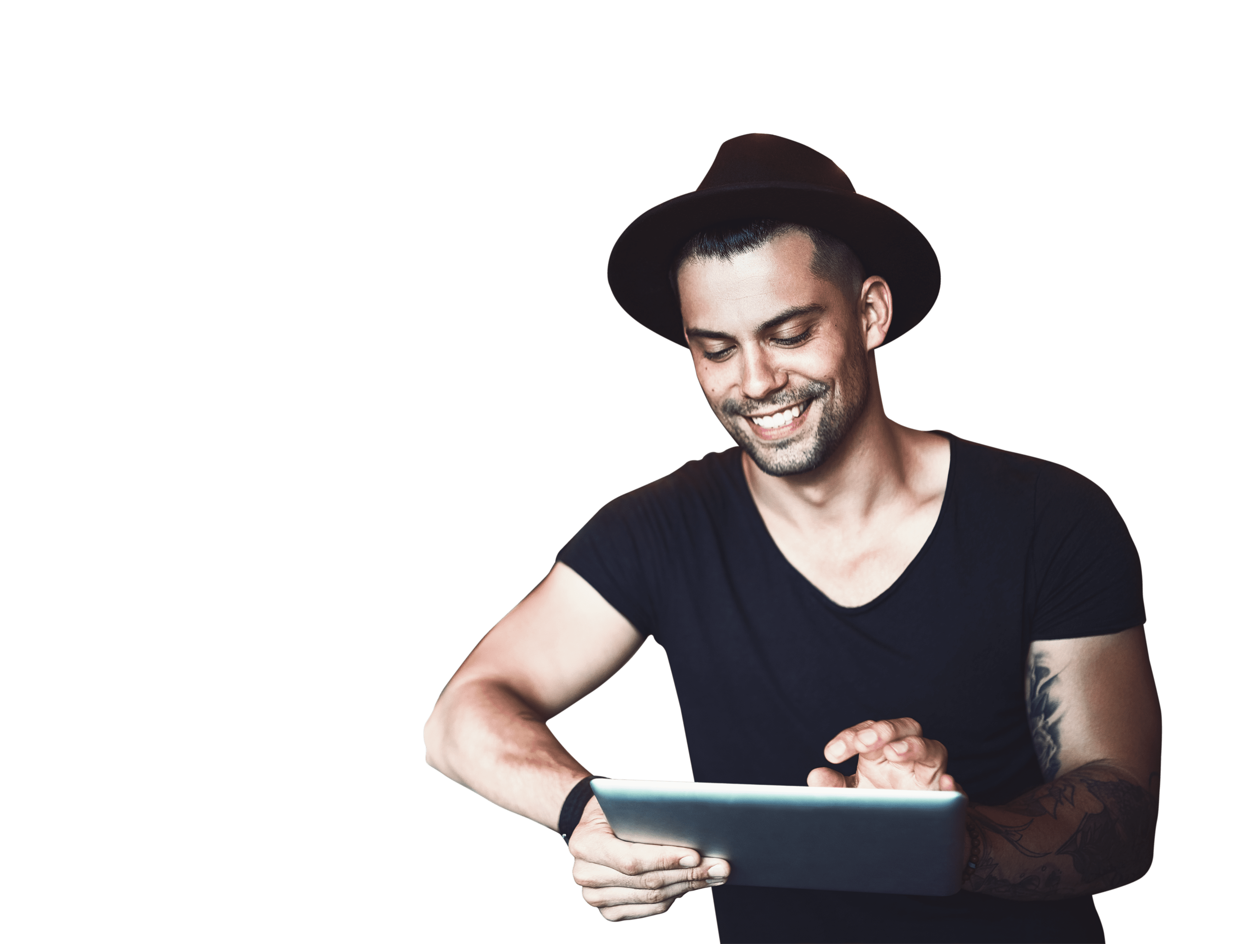 Shot of a young man using a digital tablet while working in a coffee shop